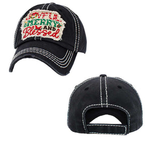Black Joyful Merry and Blessed Message Vintage Baseball Cap, Spread the Christmas cheer with this unique cap. Embrace the festive spirit with this stylish cap that combines vintage charm with a heartfelt message. Give the gift of joy, warmth, and blessings with this holiday-themed cap as a thoughtful Christmas present.
