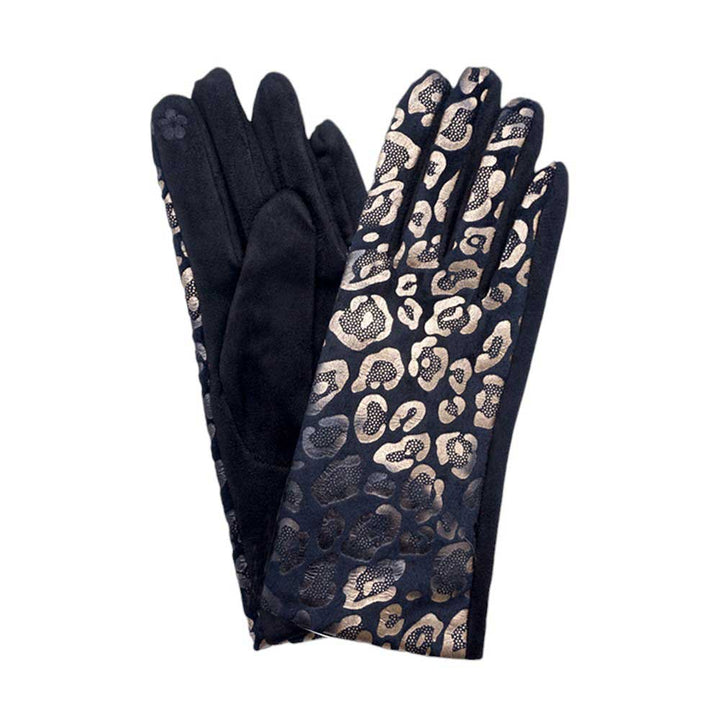 Black-Leopard Pattern Smart Touch Gloves - the perfect combination of fashion and functionality. Keep your hands warm while using your touchscreen devices, thanks to the smart touch technology. With a stylish leopard pattern, these gloves are a must-have for any fashion-forward individual.