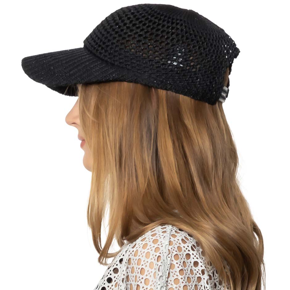 Black Lurex Metallic Baseball Cap, keep your styles on even when you are relaxing at the pool or playing at the beach. Large, comfortable, and perfect for keeping the sun off of your face and neck. Perfect summer, beach accessory. Perfect gifts for Christmas, holidays, Valentine’s Day, or any meaningful occasion.