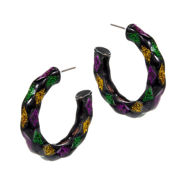 Black Bold hoop earrings designed with a sculpted, dimensional pattern for standout style and modern edge. Lightweight yet impactful, these hoops elevate everyday outfits, party looks, and statement styling, making them a versatile accessory for trend-driven wardrobes and boutique jewelry collections.