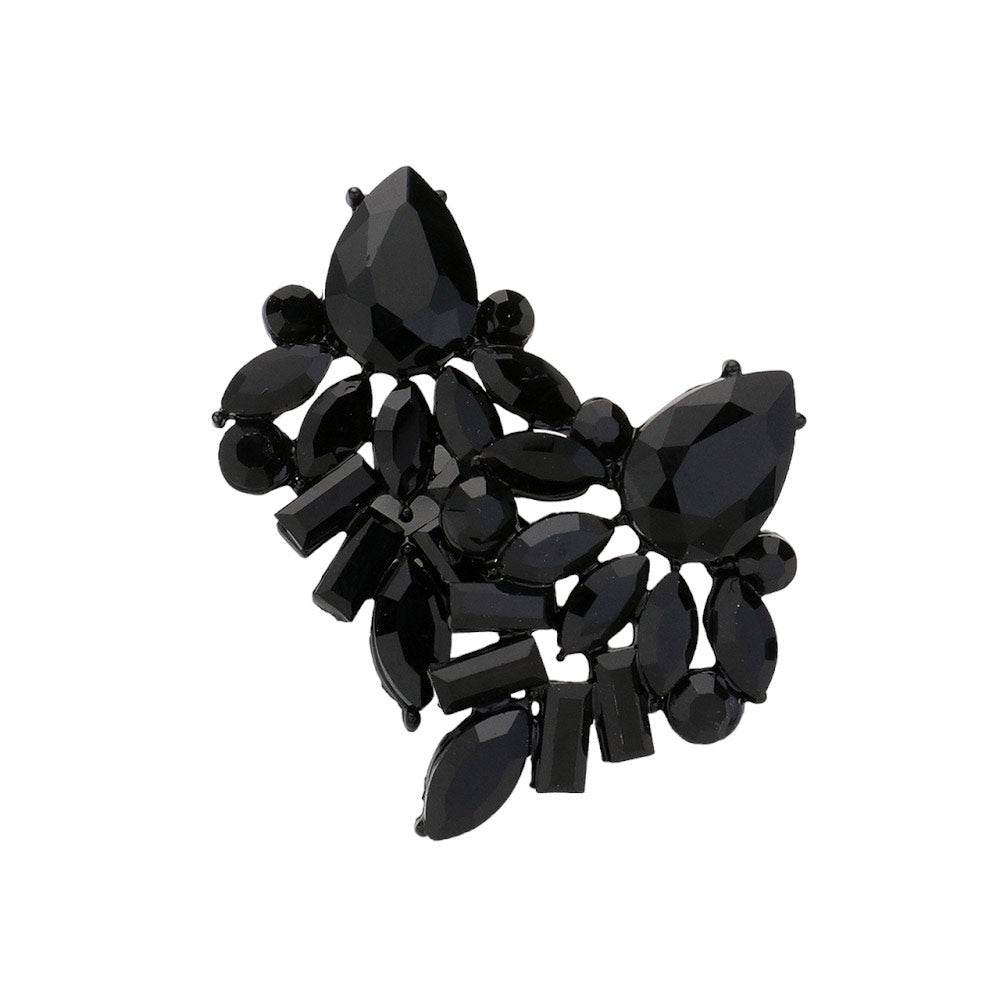 Black Marquise Baguette Stone Cluster Evening Earrings, Add a touch of elegance to your evening look with our uniquely crafted evening earrings. The cluster of marquise and baguette stones create a stunning and sophisticated design. These earrings are the perfect accessory for any special occasion, making you stand.