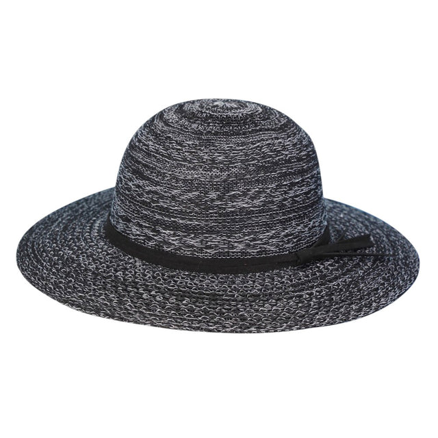 Black Mixed Braid Packable Sun Hat with Suede Band is the perfect accessory for any sunny day. Made with a mix of braided materials, it is lightweight, comfortable, and stylish. The addition of a suede band adds a touch of sophistication. Stay protected from the sun while looking chic with this packable sun hat.