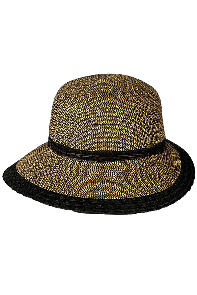 C.C Wood Embellishment String Band Brim Hat