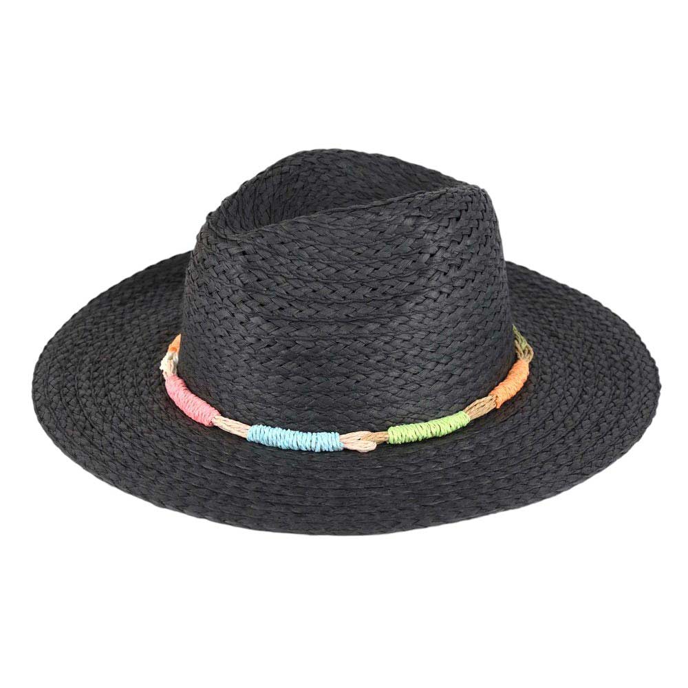 Black Multi Color Straw Band Straw Hat, Introducing our perfect accessory for any summer outfit! Made with high-quality straw, this hat is durable and provides excellent UV protection. The stylish multi-color band adds a pop of color to your look while keeping you cool and comfortable. Upgrade your summer style.