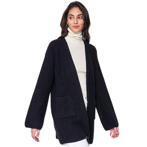 Black Open Front Knit Cardigan, is the perfect accessory for keeping you comfortable and classy everywhere. It keeps you warm and toasty on winter and cold days. You can wear it on any casual outfit! Perfect Gift for Wife, Mom, Birthday, Holiday, Christmas, Anniversary, Fun Night Out. Happy Winter!