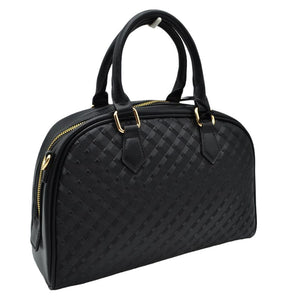 Black Faux Leather Quilted Pattern Top Handle Tote Bag offers a chic and vegan alternative to traditional leather. Enjoy the stylish quilted design and comfort of a detachable long strap, perfect for on-the-go wear. Perfect Birthday Gift, Christmas Gift, Regalo Navidad, Regalo Cumpleanos, Everyday Bag, Valentines Gift