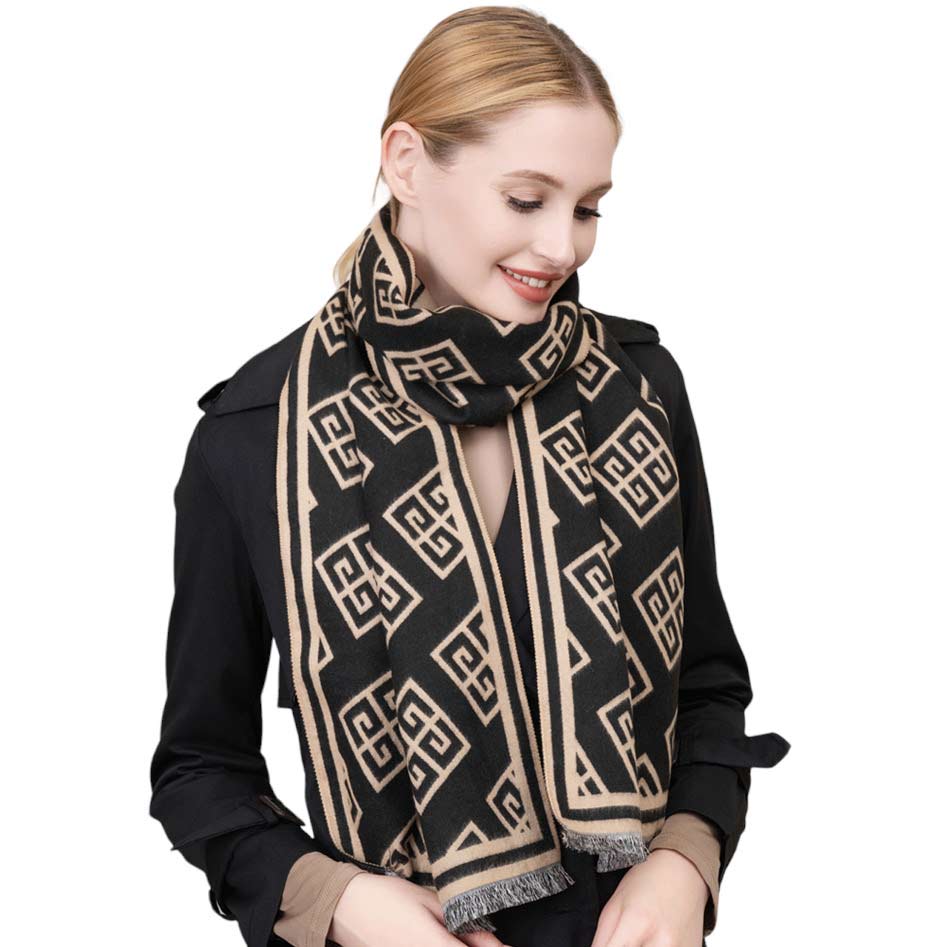 Beige Patterned Oblong Scarf. Chic and sophisticated, this scarf is sure to be your go-to accessory. Featuring a classic pattern, this scarf is perfect for any occasion. This scarf will surely complete any look. Ideal gift in the winter days for fashion loving friends and family members, special ones, colleagues, or yourself