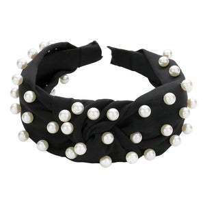 Black Pearl Embellished Knot Burnout Headband, create a natural & beautiful look while perfectly matching your color with the easy-to-use this headband. Add a super neat and trendy knot to any boring style. Perfect for everyday wear, any occasion, outdoor festivals, and more. Awesome gift idea for your loved one or yourself.