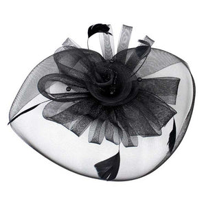 Black Pearl Feather Mesh Flower Fascinator Headband, this accessory adds romance to any look. Made with delicate mesh and detailed with a feather flower and pearl accents, it is sure to become your go-to accessory for special occasions or any event. Perfect gift for birthdays, anniversaries, or any other significant day. 