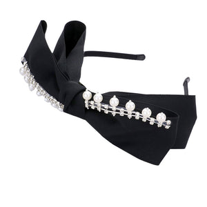 Black Pearl Stone Embellished Bow Headband, the combination of stone sewn on an oversized headband will make you feel glamorous. Be ready to receive compliments. Be the ultimate trendsetter wearing this chic headband with all your stylish outfits! These are beautifully designed on a bow and pearl theme to put on a pop of color and complete your ensemble.