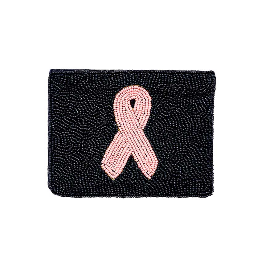 Black Pink Ribbon Accented Seed Beaded Mini Pouch Bag, perfectly goes with any outfit and shows your trendy choice to make you stand out on your occasion. These are crafted from high-quality materials. Perfect gifts for pink ribbon lovers on their birthdays, Mother’s Day, Christmas, holidays, or any meaningful occasion.