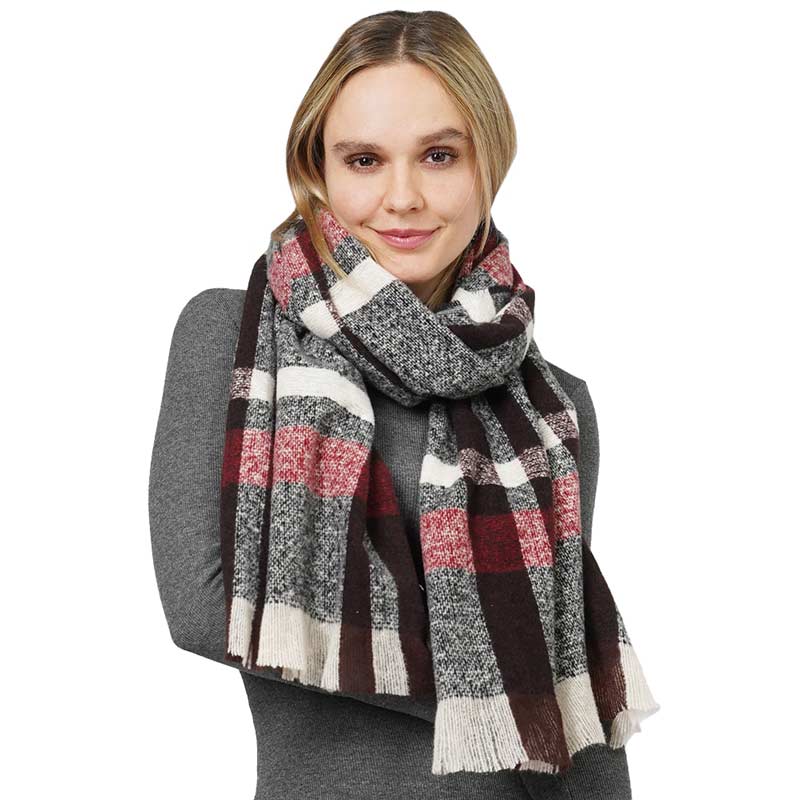 Black Plaid Check Patterned Scarf, is delicate, warm, on-trend & fabulous, and a luxe addition to any cold-weather ensemble. This check-patterned scarf combines great fall style with comfort and warmth. It's a perfect weight and can be worn to complement your outfit. Perfect gift for birthdays, holidays, or any occasion