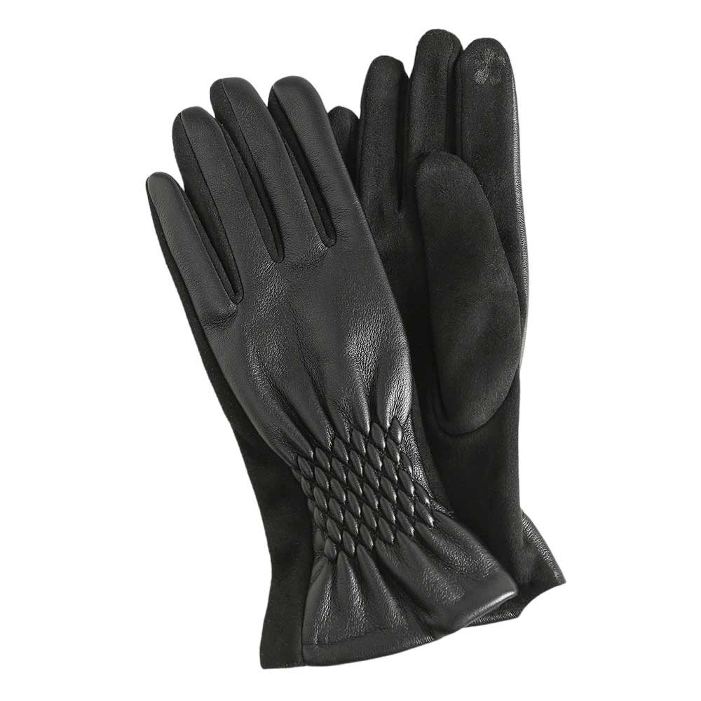 Black Pleat Detailed Touch Smart Gloves, give your look so much eye-catchy with Gloves, a cozy feel. It's very fashionable, attractive, and cute looking that will save you from cold and chill on cold days. It will allow you to use your electronic devices and touchscreens while keeping your fingers covered, and swiping away! 