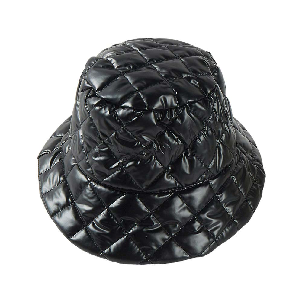 Black Quilted Puffer Solid Bucket Hat, Keep warm and comfortable in style with this hat. Crafted from a quilted material, this hat provides superior insulation and protection for your head and keeps you comfortable in the winter. Awesome winter gift for your family and friends.