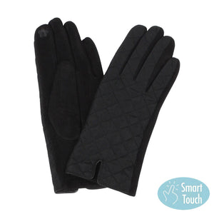 Black Quilted Touch Smart Gloves, give your look so much more eye-catching and feel so comfortable with the beautiful quilted design and embellishment. These warm gloves will allow you to use your electronic device with ease. Perfect gift accessory for this winter. Stay cozy and warm.