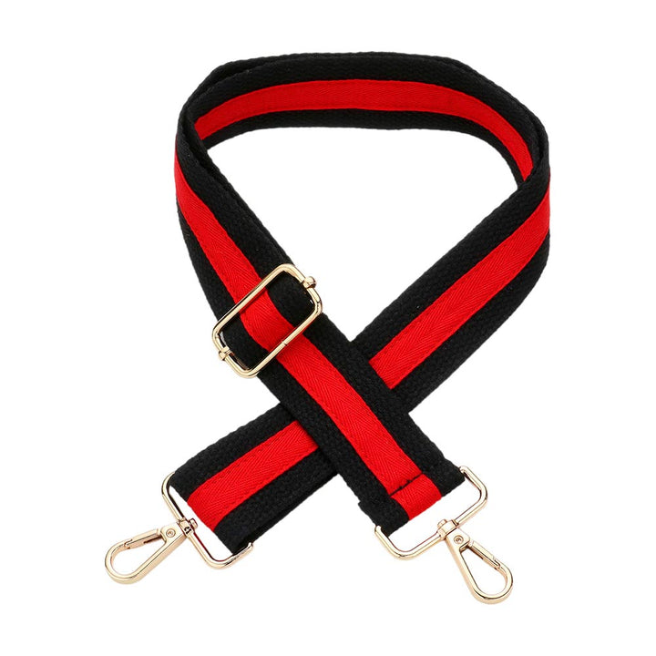 Black Red Game Day Color Block Bag Strap,  is an excellent addition to your game day look. This bag strap features a dynamic color block pattern in your team's colors, making it a striking and eye-catching accessory. The strap is fully adjustable, allowing you to wear it crossbody or over the shoulder for maximum comfort.