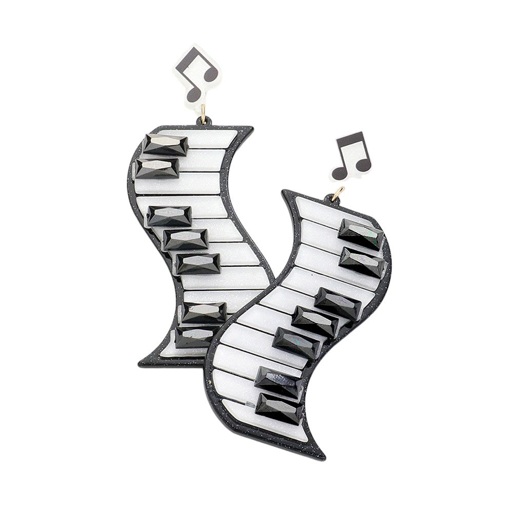 Black Resin Keyboard Music Dangle Earrings, Upgrade your style with our music themed earrings. Made from high-quality resin, these earrings feature a unique keyboard design that will add a touch of creativity and music to your outfit. Lightweight and comfortable to wear, these earrings are perfect gift for music lovers.