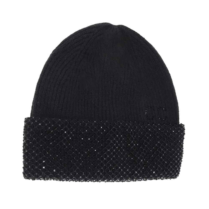 Black Rhinestone Net Cuff C.C Beanie is a sophisticated accessory that blends timeless knit craftsmanship with contemporary elegance. Featuring a netted cuff adorned with delicate rhinestones, it provides a subtle shimmer that enhances any winter outfit. Designed with high-quality materials, this beanie offers exceptional warmth and durability while maintaining a lightweight feel. Perfect for those seeking both function and refined style in cold weather headwear. 