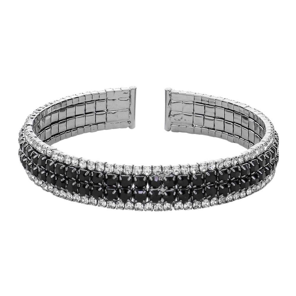 Black Rhinestone Pave Cuff Evening Bracelet, this sparkling bracelet is perfect for special occasions. This evening bracelet will make any outfit exclusive. It looks so pretty, bright, and elegant on any special occasion. This is the perfect gift, especially for your friends, family, and the people you love and care about.