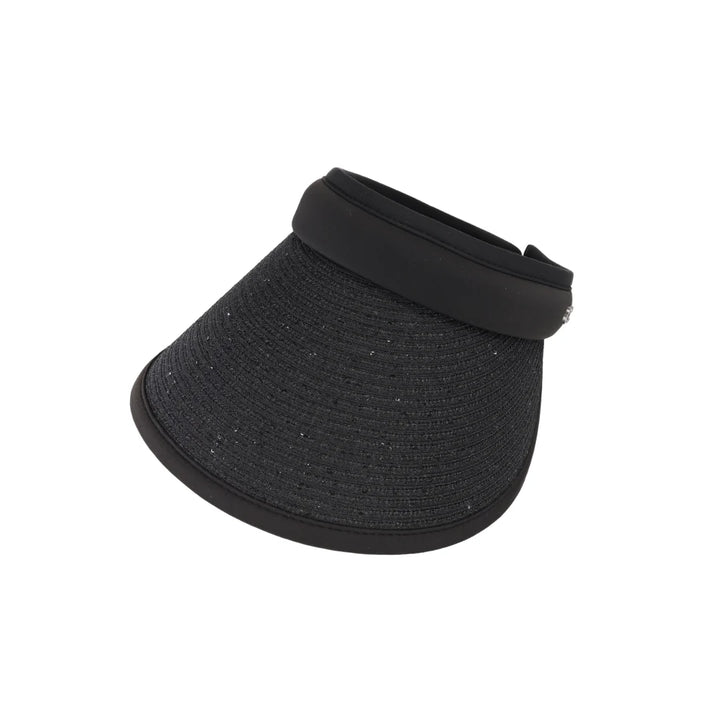 Sequin C.C Visor combines stylish sparkle with practical sun protection. Crafted with shimmering sequins, this visor offers a fashionable way to shield your eyes and face from sunlight during outdoor activities. Its adjustable fit ensures comfort and stability, making it ideal for sports, beach days, or casual wear. Elevate your sun-safe wardrobe with this expert blend of function and flair.