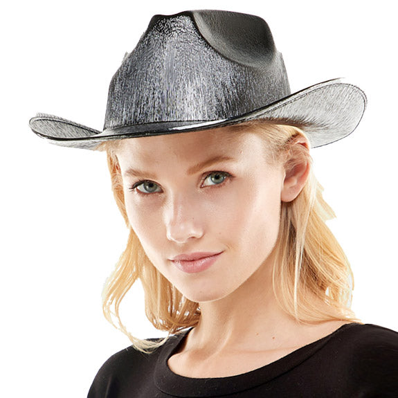Black Shimmery Cowboy Hat, Whether you’re lounging by the pool or attend at any event. This is a great hat that can keep you stay cool and comfortable in a party mood. Gift for that fashionable on-trend friend. Perfect Gift Cool Fashion Cowboy, Birthday, Holiday, Valentine's Day, Christmas.