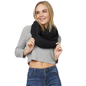 Black Soft Knit Infinity Scarf, is delicate, warm, on-trend & fabulous, and a luxe addition to any cold-weather ensemble. This knit infinity scarf combines great fall style with comfort and warmth. It's a perfect weight and can be worn to complement your outfit. Perfect gift for birthdays, holidays, or any occasion.