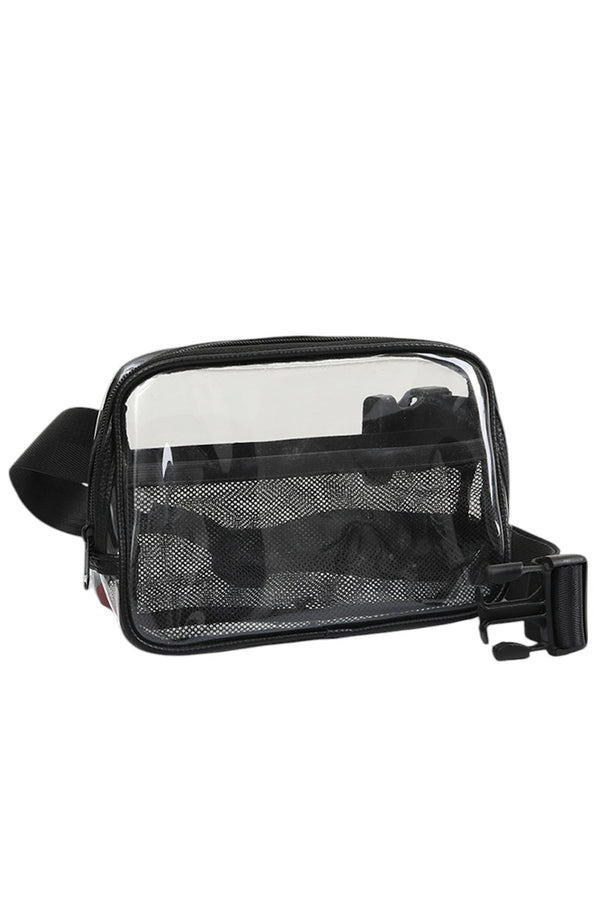 Black Solid Color Trim Clear Waist Crossbody Bag combines practicality with modern style. Its transparent design allows for easy visibility of contents, while the solid color trim adds a sleek, polished finish. Designed for hands-free convenience, it secures comfortably around the waist, making it ideal for travel, events, or daily use where quick access and security are essential. Durable materials ensure long-lasting wear without compromising on lightweight comfort.