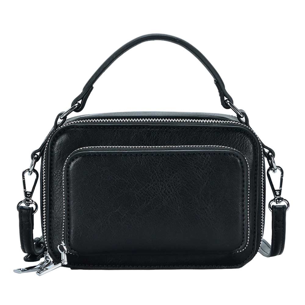 Black Solid Faux Leather Rectangle Tote Crossbody Bag, is made of durable faux leather, offering long-lasting strength and comfortable fit. It features a wide interior to keep your things organized. With adjustable shoulder straps, it is a great option for carrying all day. A thoughtful gift for loved ones on any special day