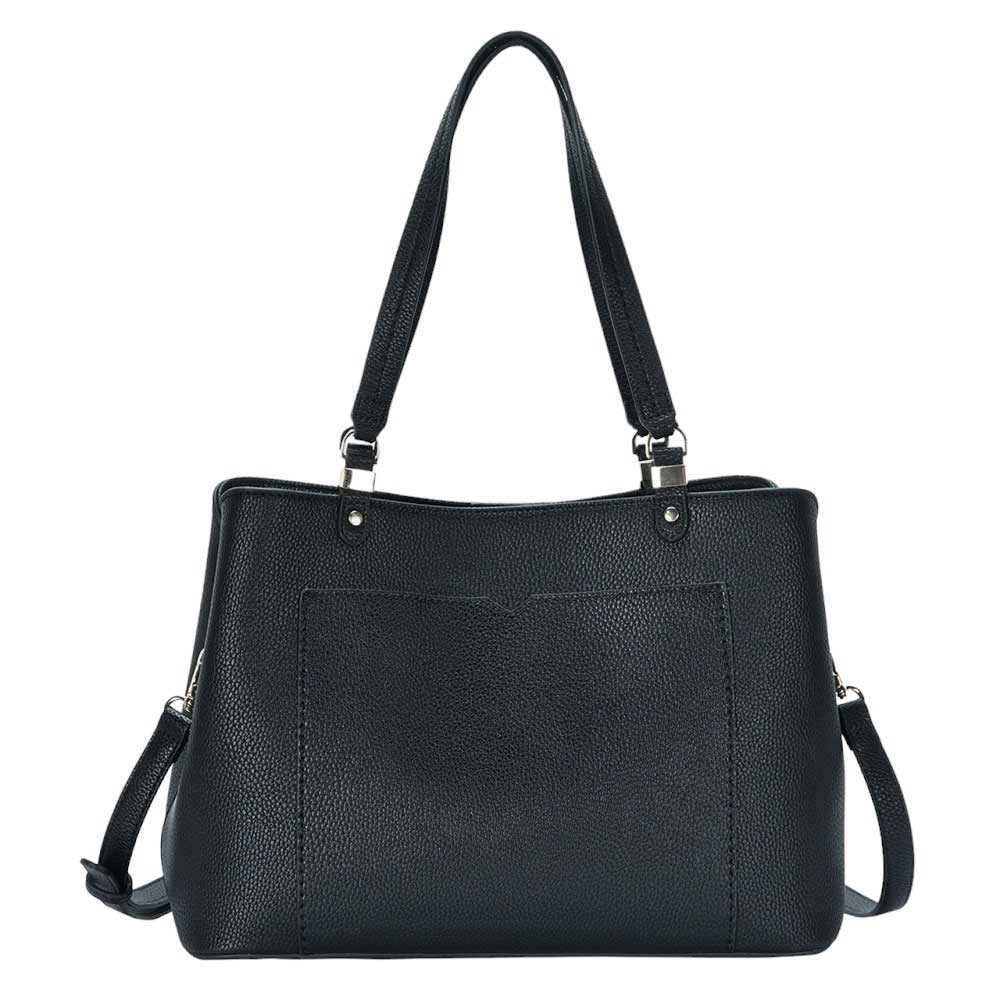 Black Solid Faux Leather Shoulder Crossbody Bag, is made of durable faux leather, offering long-lasting strength and comfortable fit. It features a wide interior to keep your things organized. With adjustable shoulder straps, it is a great option for carrying all day. A thoughtful gift for loved ones on any special day