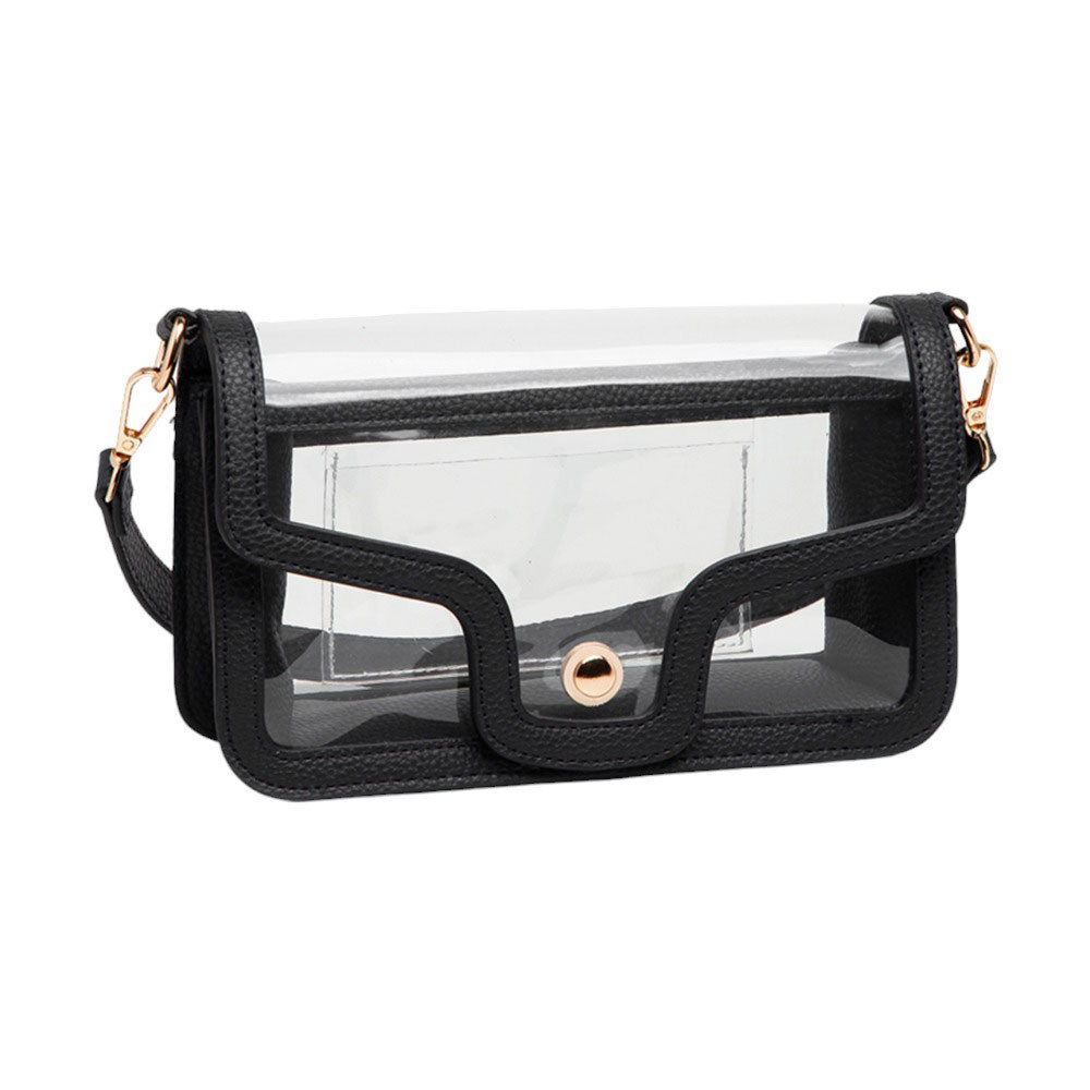 Black Solid Faux Leather Transparent Rectangle Shoulder Bag, is sophisticated and stylish. Crafted with durable, high-quality faux leather, it features a transparent rectangular shape for a chic look. Carry it to your next dinner date or social event to add a touch of elegance. Perfect Gift for fashion enthusiasts.