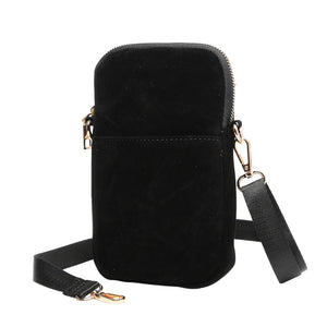 Black Solid Faux Suede Crossbody Bag, is a unique but beautiful addition to your handbag collection. Go everywhere carrying your handy items without any hassle. Perfect gift for a Birthday, everyday bag, Anniversary, Graduation, Holiday, Christmas, New Year, Anniversary, Valentine's Day, etc.