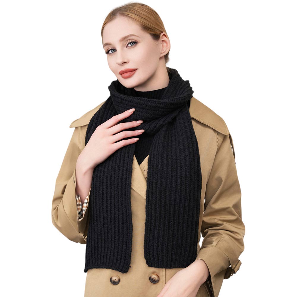 Black Solid Knit Oblong Scarf, Look stylish and stay warm. Its lightweight yet durable construction will ensure long-lasting comfort and warmth while its iconic design will differ you from the crowd. An excellent Fall-Winter gift choice for your parents, family members, loved ones, friends, or yourself.