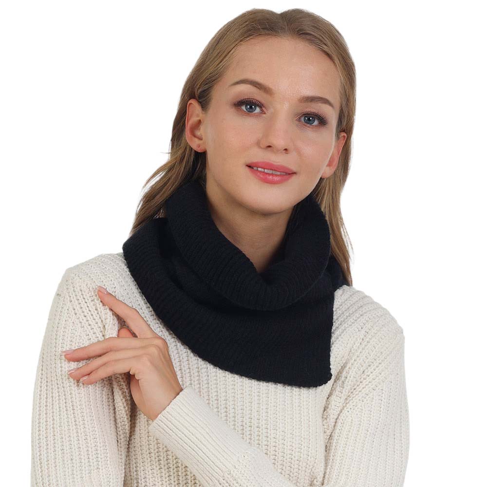 Black Solid Knit Snood Scarf, is delicate, warm, on-trend & fabulous, and a luxe addition to any cold-weather ensemble. Great for daily wear in the cold winter to protect you against the chill, the classic style scarf & amps up the glamour with a plush material. Perfect gift for birthdays, holidays, or any occasion.