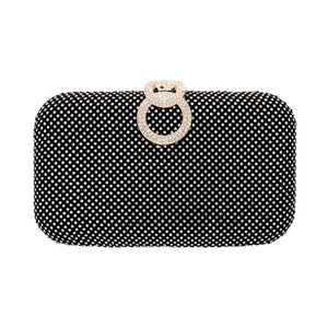 Black Stone Embellished Evening Clutch Crossbody Bag offers sophisticated elegance for any special occasion. Crafted with premium material and adorned with stones for a charming luster, this bag is a luxurious must-have for your evening wardrobe. Perfect gift ideas for a Birthday, Holiday Parties, Anniversary, Wedding, Valentine's Day, Prom. etc