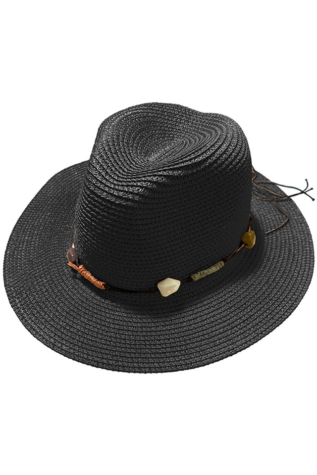 Black Stone with String Trim Panama Hat ensures exceptional breathability while maintaining structural resilience in diverse environments. This technically superior headwear combines UV-protective properties with thermal regulation capabilities while presenting a meticulously balanced silhouette that transitions seamlessly between casual and formal contexts for the discriminating wearer.