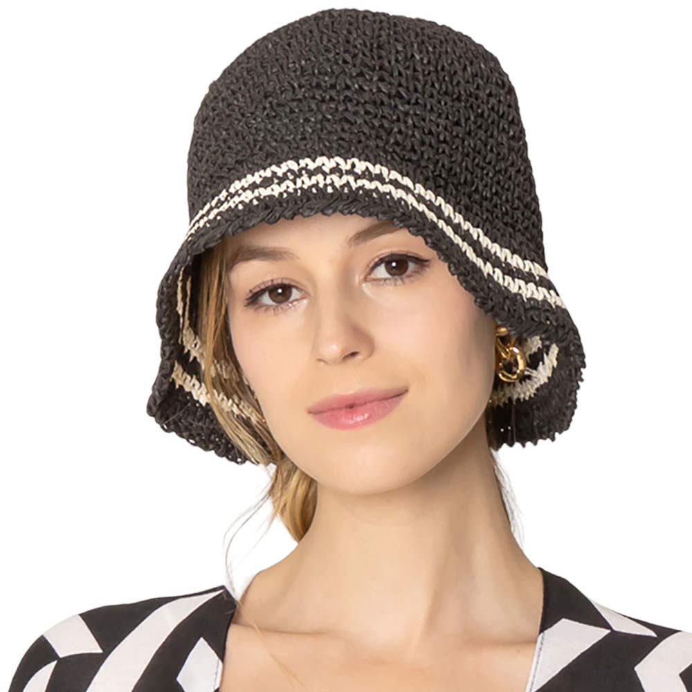 Black Rock this Stripe Straw Bucket Hat and keep the sun out of your eyes while staying stylish! Made with durable and lightweight straw with a fun stripe pattern, this hat is perfect for any outdoor adventure. Stay cool, and stay trendy with this must-have accessory! A perfect gift Outdoor Striped Sun Hat.