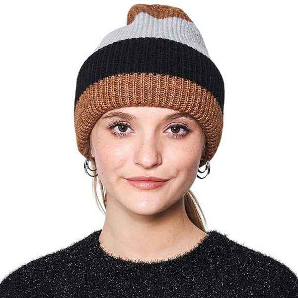 Black Striped Ribbed Beanie Hat, Stay warm and stylish this winter. Crafted from a blend of cotton, this hat features a ribbed knit design and striking stripes to make a bold statement while keeping your head cozy. The perfect accessory for all your cold-weather activities!