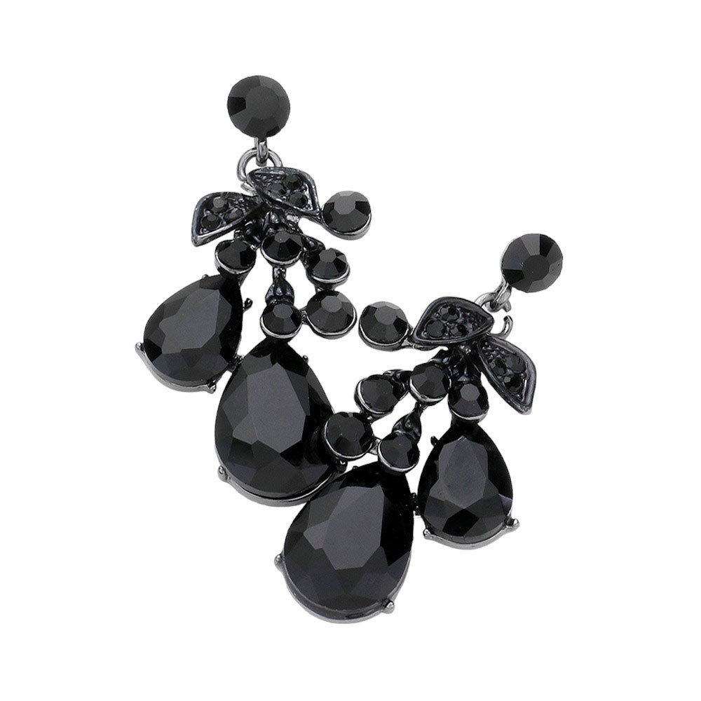 Black Teardrop Stone Cluster Dangle Evening Earrings, these stunning pieces feature an elegant design and shimmering metal accents. Perfect for special occasions, they are sure to add style and elegance to any look, these earrings are sure to make a lasting impression. Gift a pair of these to someone you love. 