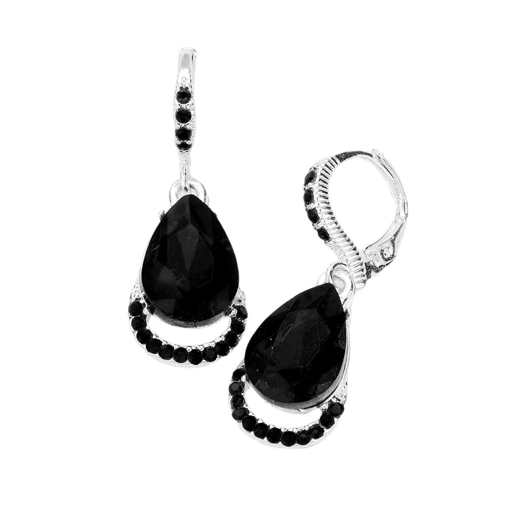 Black Teardrop Stone Dangle Lever Back Evening Earrings, these elegant earrings feature a sparkling teardrop stone secured in a delicately crafted lever back closure. An awesome choice for wearing at parties. Perfect gift for Birthdays, anniversaries, Mother's Day, Graduation, Prom Jewelry, Just Because, Thank you, etc.