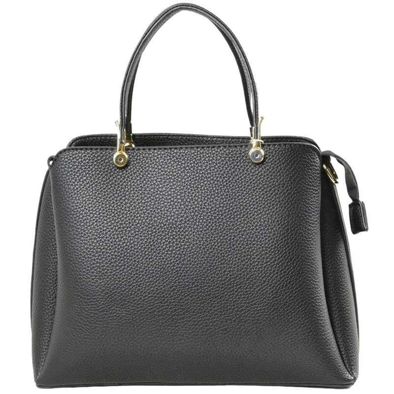 Black Textured Faux Leather Top Handle Tote Bag, is designed with state-of-the-art faux leather. It features a textured design and a comfortable top handle for easy carrying. Its spacious interior allows you to carry your everyday necessities in style. Perfect for any occasion or everyday use making it a great gift choice.