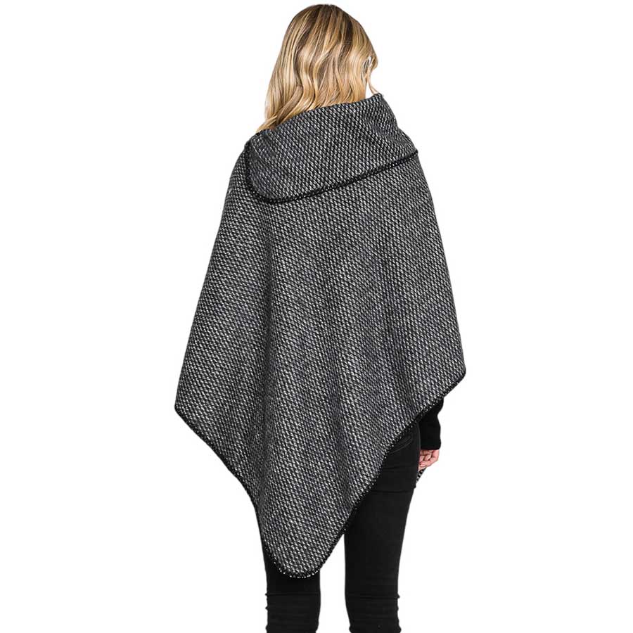 Black Textured Solid Neck Poncho, with the latest trend in ladies' outfit cover-up! the high-quality knit neck poncho is soft, comfortable, and warm but lightweight. It's perfect for your daily, casual, party, evening, vacation, and other special events outfits. A fantastic gift for your friends or family.