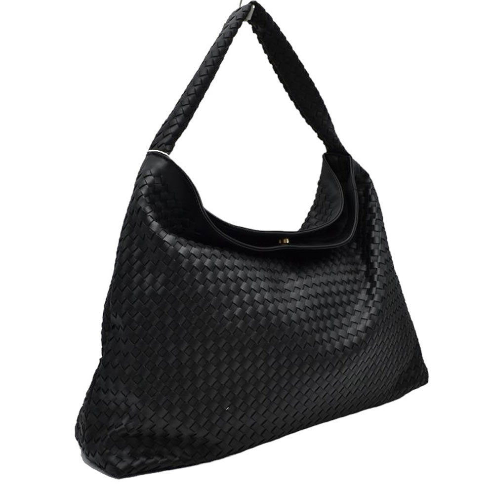 Black Top Handle Woven Patterned Tote Bag, is a stylish and comfortable way to carry all your daily necessities. Featuring top handles, it's perfect for carrying over the shoulder, and its woven design ensures that it stands out from other handbags.  This tote bag is a practical and fashionable choice For the summer.