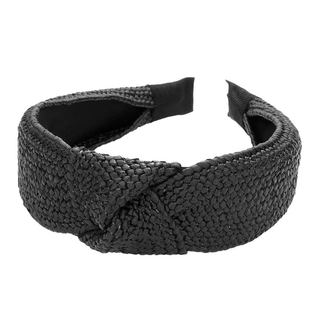 Black Trendy Straw Knot Burnout Headband, create a natural & beautiful look while perfectly matching your color with the easy-to-use straw knot burnout headband. Add a super neat and trendy knot to any boring style. Perfect for everyday wear, outdoor festivals, and more. Awesome gift idea for your loved one or yourself.
