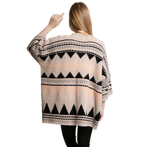 Tribal Patterned Front Pockets Cardigan