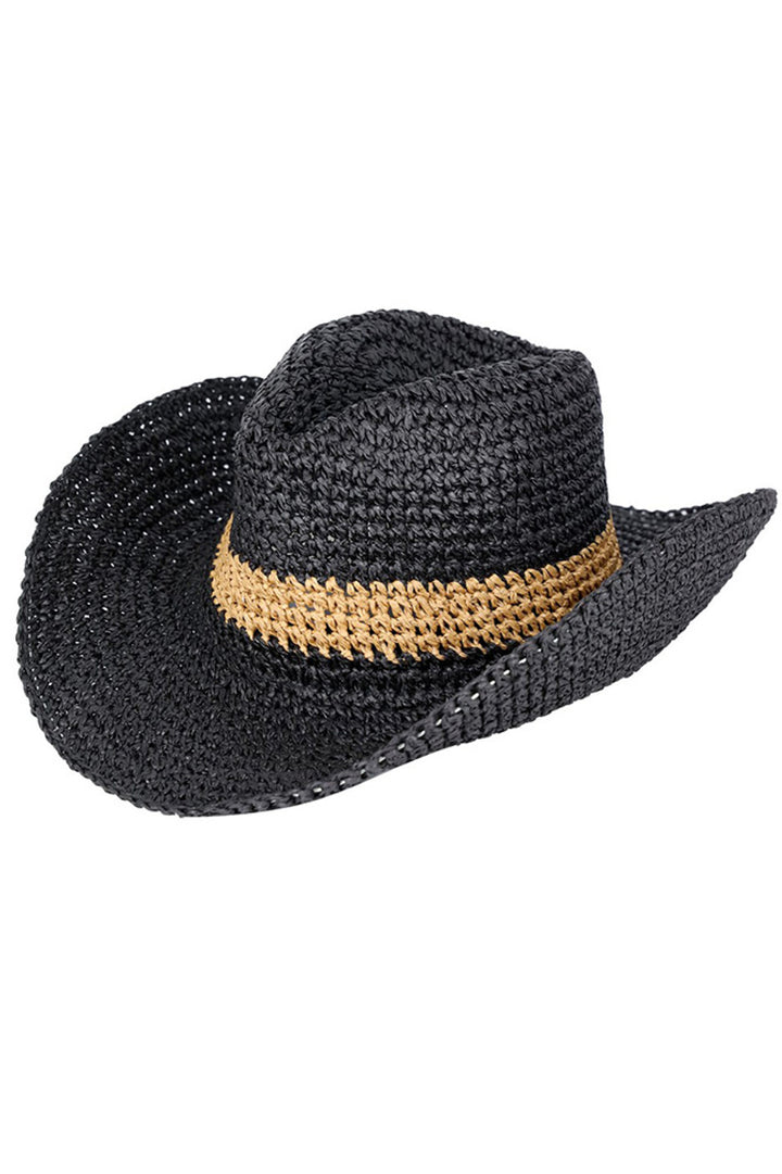 Black Two Ways Shapes Two Tone Straw Hat exemplifies versatile headwear design with its transformable structure. The harmonious blend of contrasting tones creates visual depth while the premium straw composition delivers superior ventilation and UV protection. Its dual-configuration capability allows for seamless transition between different style preferences, making it an essential accessory for those who appreciate adaptable, climate-appropriate fashion with refined aesthetic sensibility. 