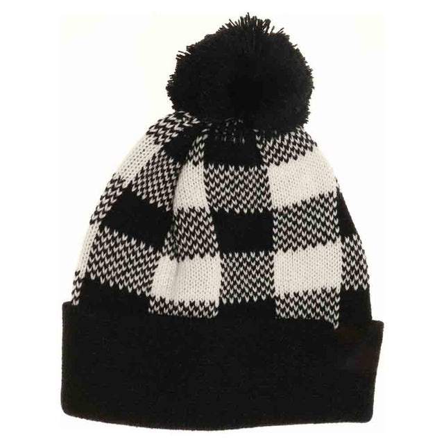 Black-White- BABY Buffalo Plaid Pom Beanie combines classic style with cozy warmth, featuring a timeless buffalo plaid pattern perfect for infants. Crafted from soft, breathable materials, it ensures gentle comfort on delicate skin while providing essential protection against chilly weather. The playful pom detail adds a charming touch, making it an ideal accessory for everyday wear or outdoor adventures during colder months. 