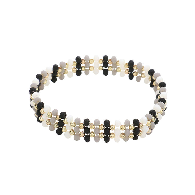 Black White Metal Ball Faceted Beaded Stretch Bracelet, this beaded stretch bracelet is easy to put on, and take off and so comfortable for daily wear. Perfect jewelry gift to expand a woman's fashion wardrobe with a classic, timeless style. Awesome gift for birthdays, Valentine‚Äö√Ñ√¥s Day, or any meaningful occasion.