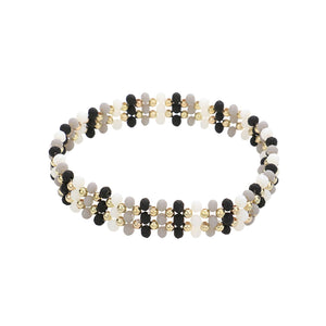 Black White Metal Ball Faceted Beaded Stretch Bracelet, this beaded stretch bracelet is easy to put on, and take off and so comfortable for daily wear. Perfect jewelry gift to expand a woman's fashion wardrobe with a classic, timeless style. Awesome gift for birthdays, Valentine’s Day, or any meaningful occasion.