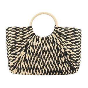 Black White Straw Basket Beach Tote Bag, Grab this quirky bag and head to the beach in style! Keep your sunscreen, towel, and sunglasses safe in this trendy and sturdy straw tote. Perfect for beach days. Woven from natural straw, this bag is perfect for holding your beach essentials with a playful and fun twist. 