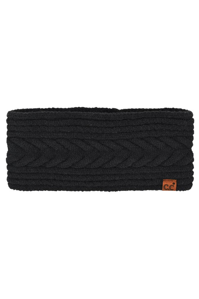 Black Stay warm and stylish with this cozy C.C Cable Knit Lining Headwrap Winter Headband. Crafted from a soft blend of rayon, polyester, and nylon, this headband features a luxurious cable knit lining that provides comfort and insulation during cold months. The generous 9.25" x 4" size fits most head sizes, making it a versatile accessory for any winter wardrobe. Perfect for outdoor activities, casual outings, or layering under hats. Elevate your cold-weather look with this essential winter essential.